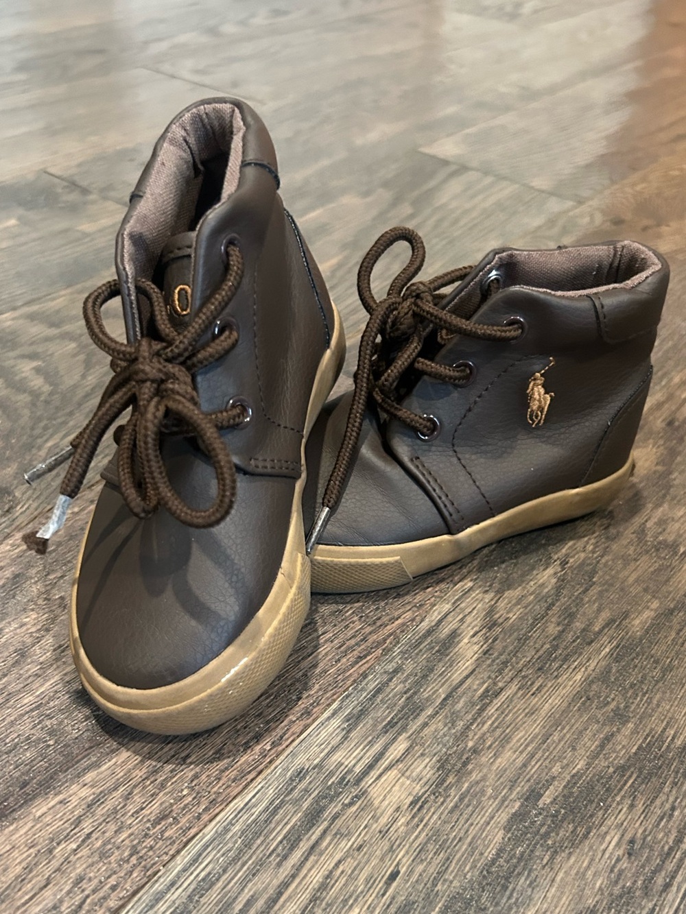 Polo by Ralph Lauren Toddler Brown High-Top Sneakers with Tan Sole Size 7